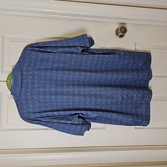 Greg Norman 100% Cotton Ocean Blue Crosshatch Print Polo Size L NWT - Picture 7 of 8